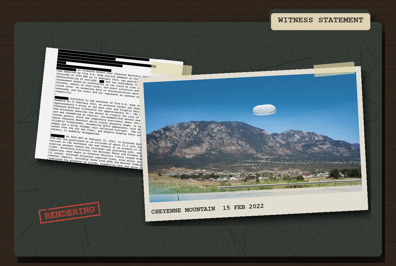 Departamento de Guerra — Objeto sobre Cheyenne Mountain (Colorado, 2022)